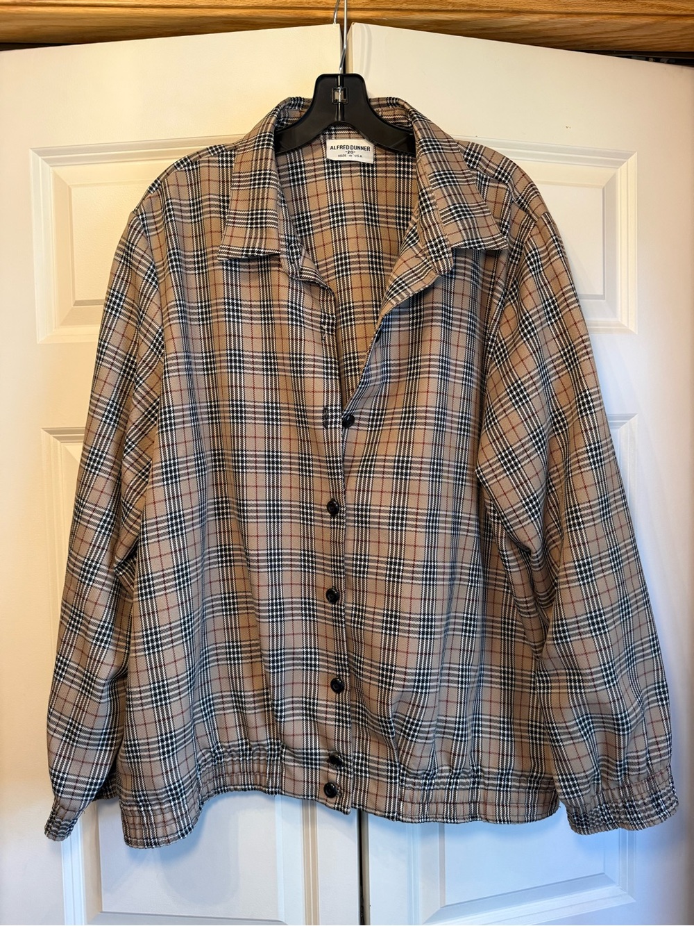 Alfred Dunner Tan, Black & Red Plaid Jacket - “Burberry” Look